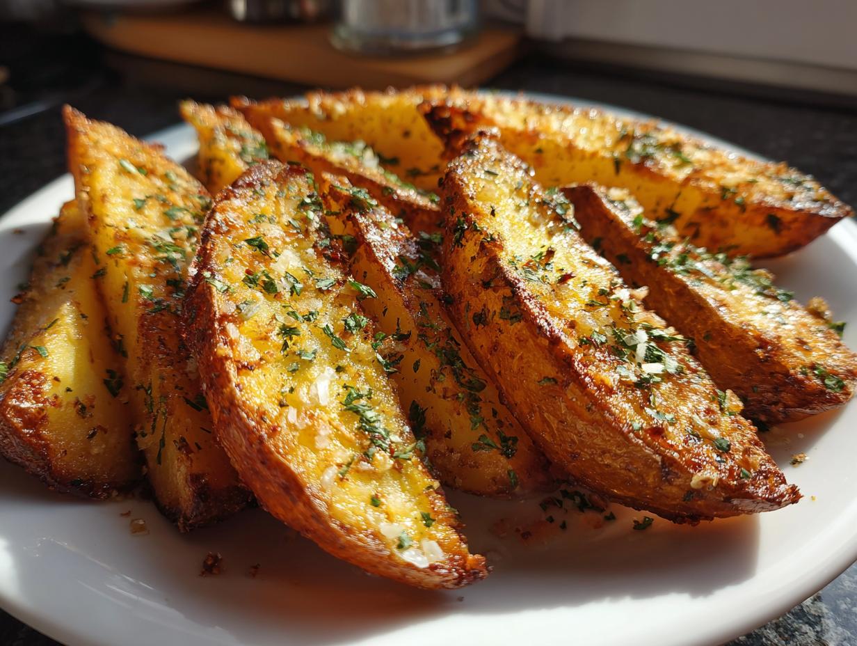 Unbelievable Baked Garlic Parmesan Potato Wedges in 25
