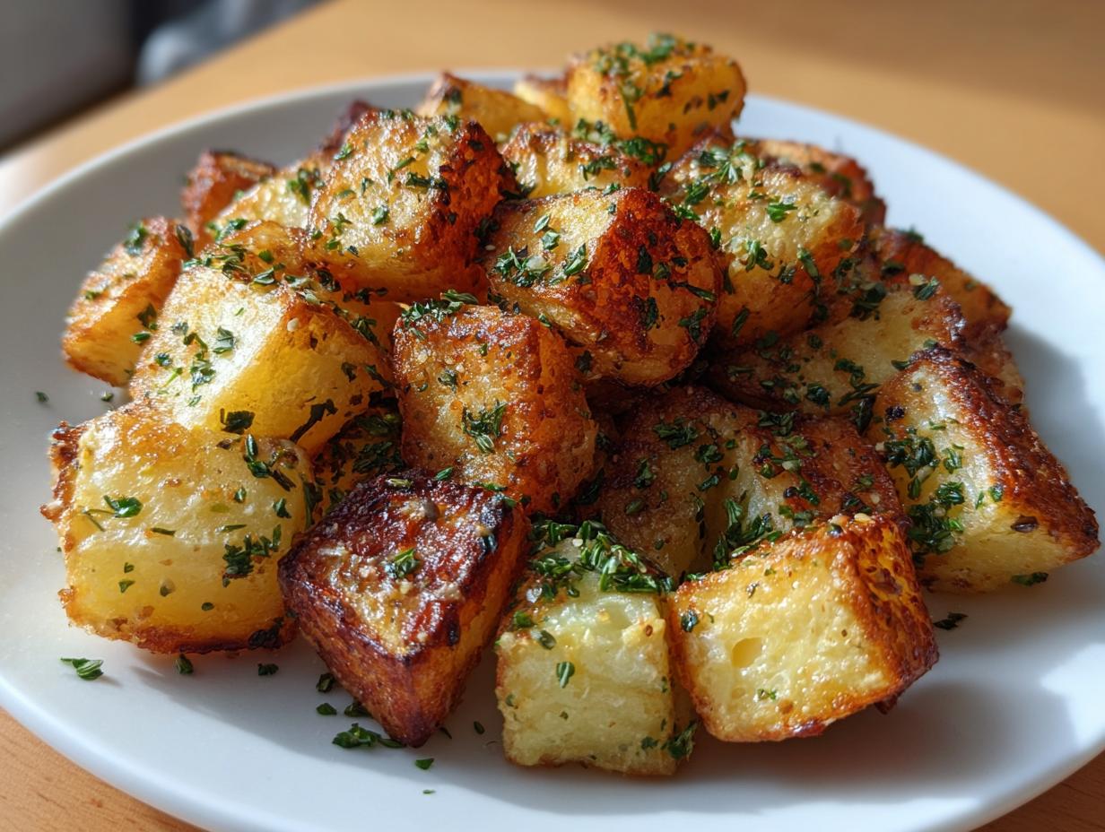 Irresistible Crispy Garlic Butter Potato Cubes in 4 Steps
