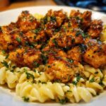 Garlic Butter Chicken Bites with Creamy Pasta