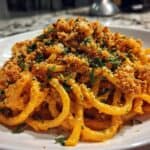 Creamy Pumpkin Pasta with Rosemary Almond Breadcrumbs