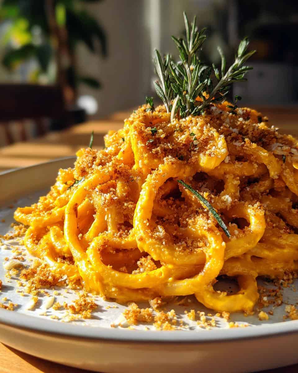 Creamy Pumpkin Pasta with Rosemary Almond Breadcrumbs - detail 2