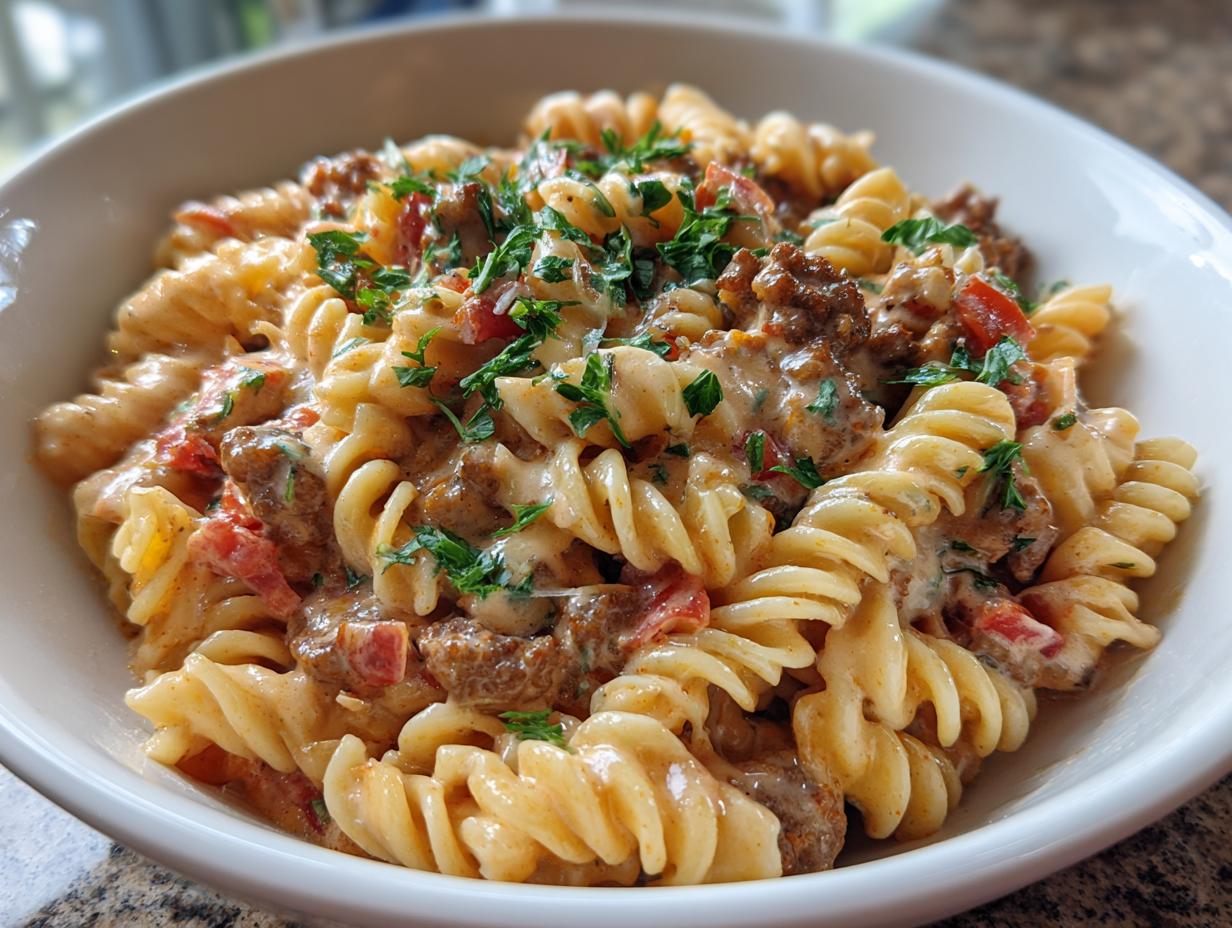 Unbelievably Creamy Rotel Pasta with Sausage in 30 Min