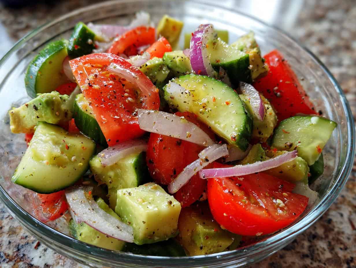 Cucumber Tomato Avocado Salad