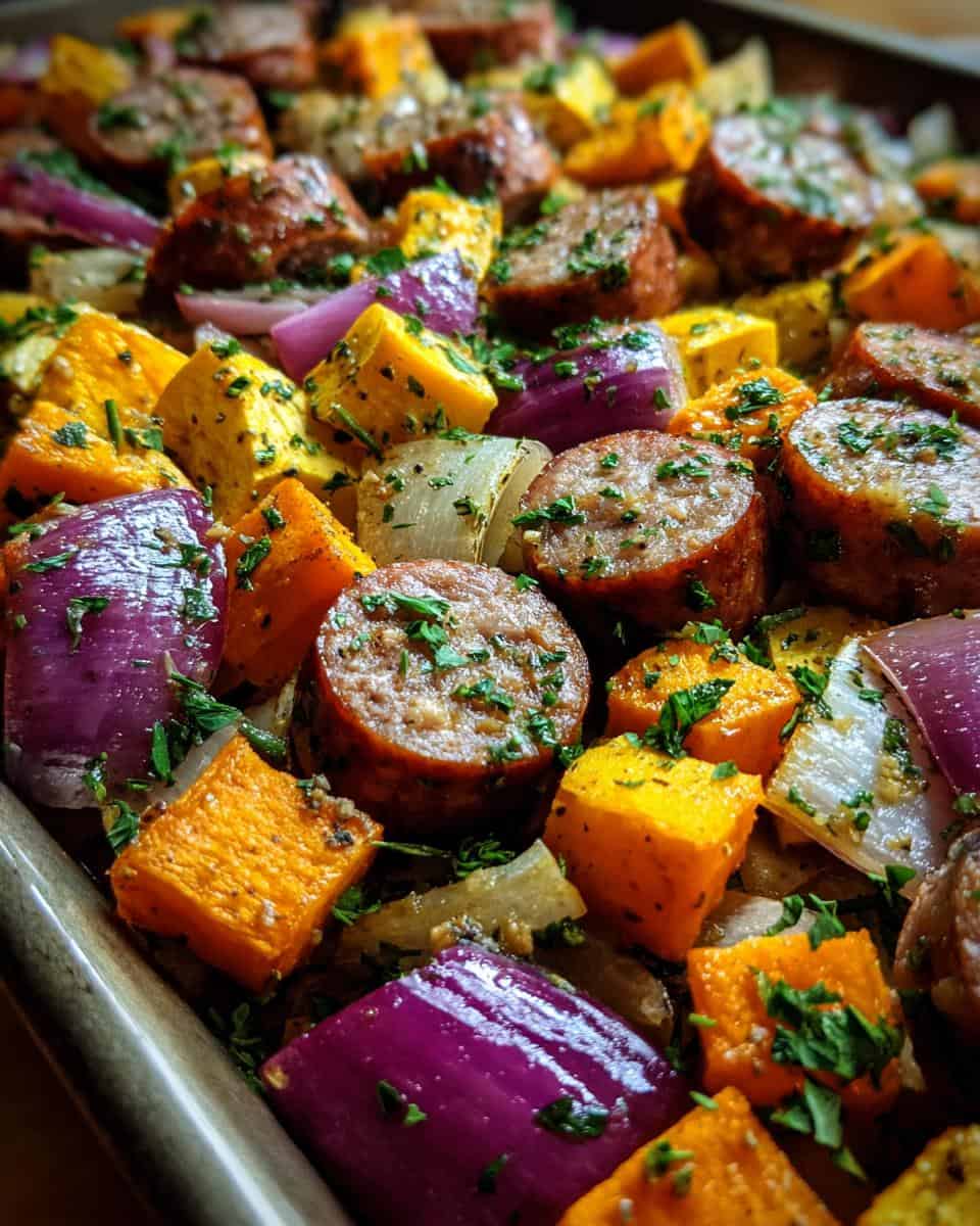 Easy Sheet Pan Maple Dijon Sausage Fall Veggies - detail 1