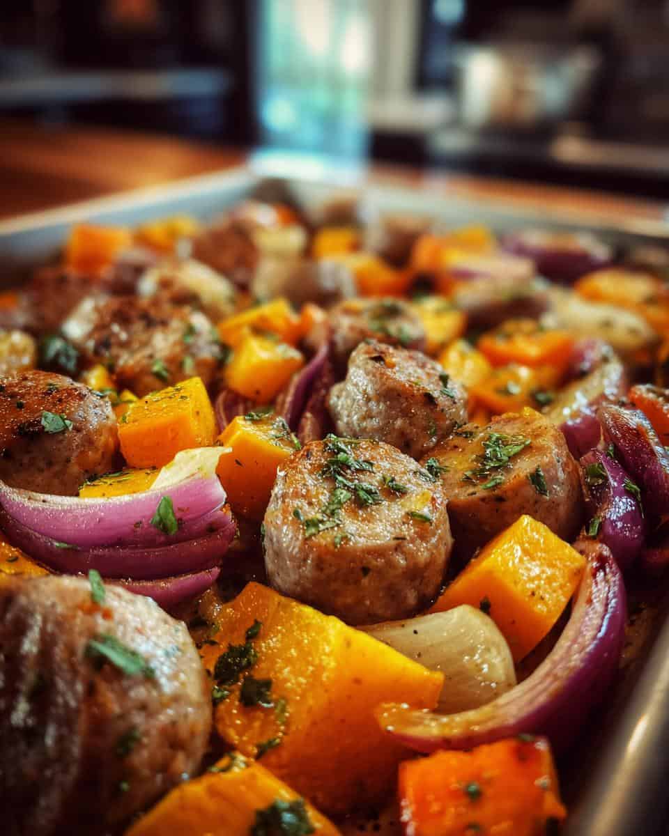 Easy Sheet Pan Maple Dijon Sausage Fall Veggies - detail 2