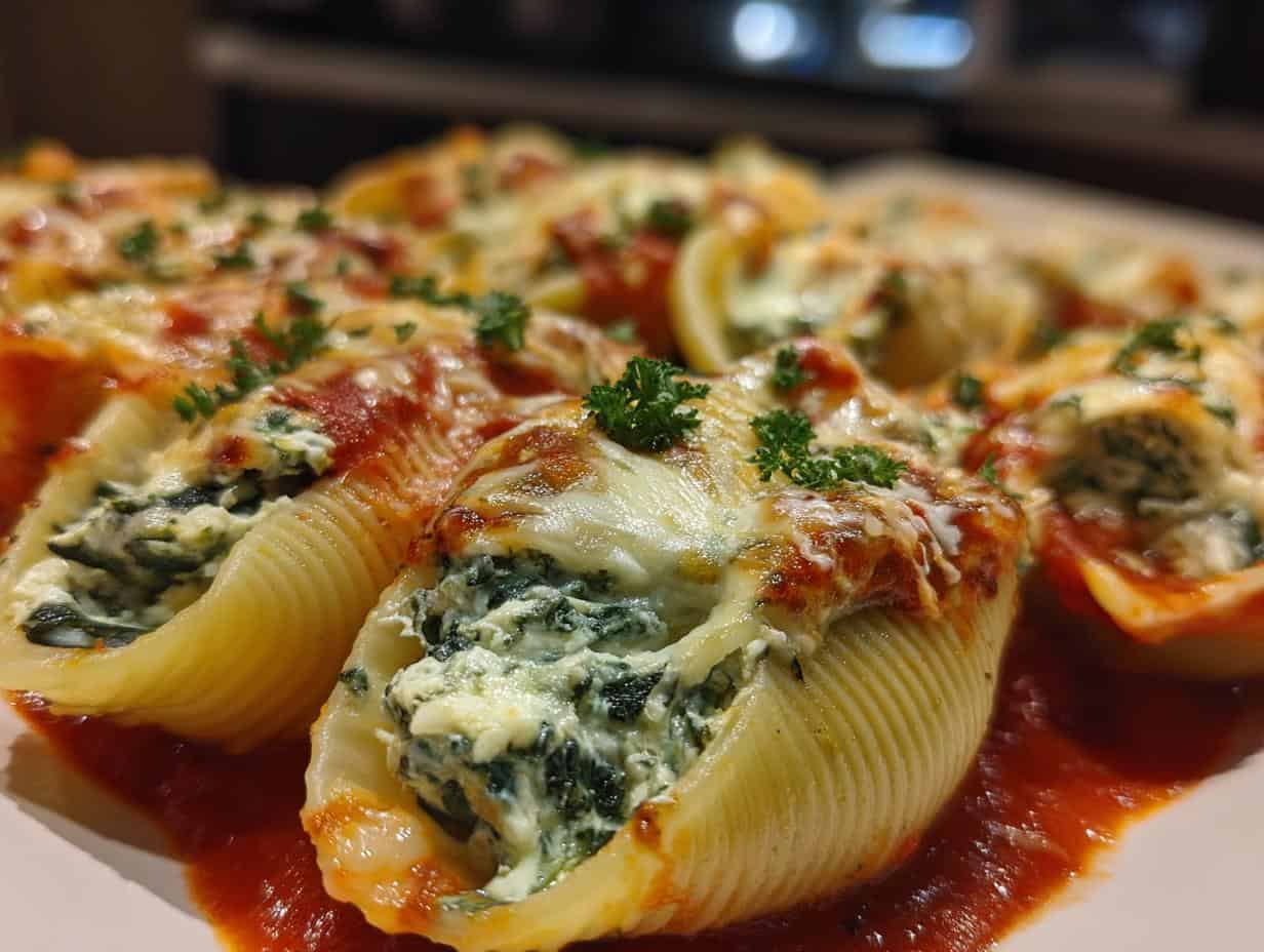 Easy Spinach and Ricotta Stuffed Shells