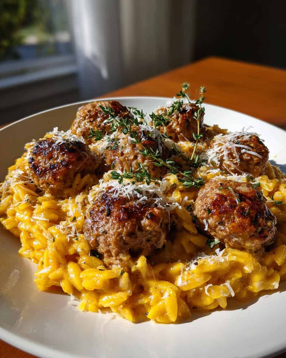 Lemon Thyme Meatballs with Pumpkin Orzo - detail 1