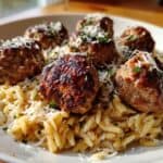 Lemon Thyme Meatballs with Pumpkin Orzo