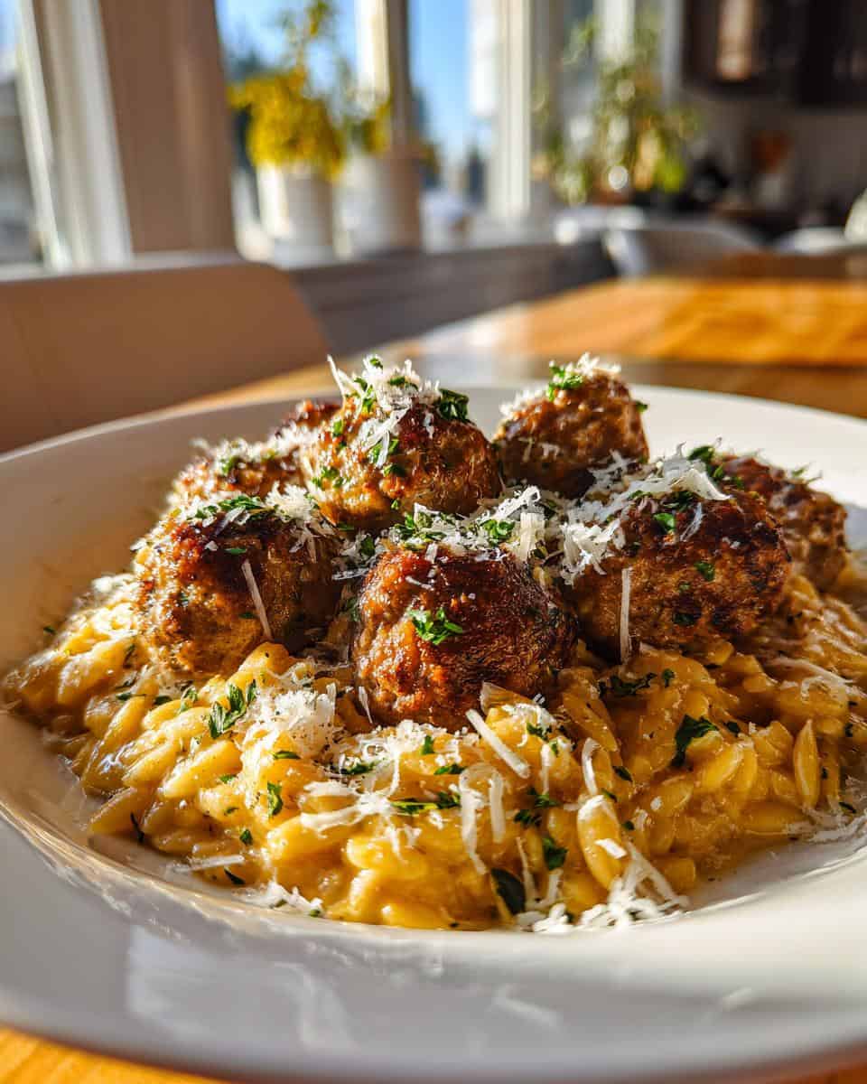 Lemon Thyme Meatballs with Pumpkin Orzo - detail 2