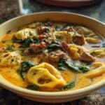 One-Pot Creamy Sausage Tortellini Soup