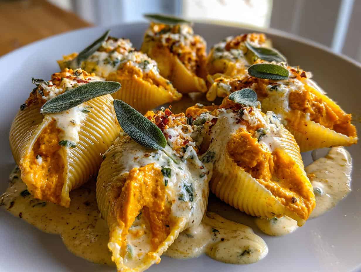 Unbelievable Stuffed Shells With Pumpkin Cream Sauce