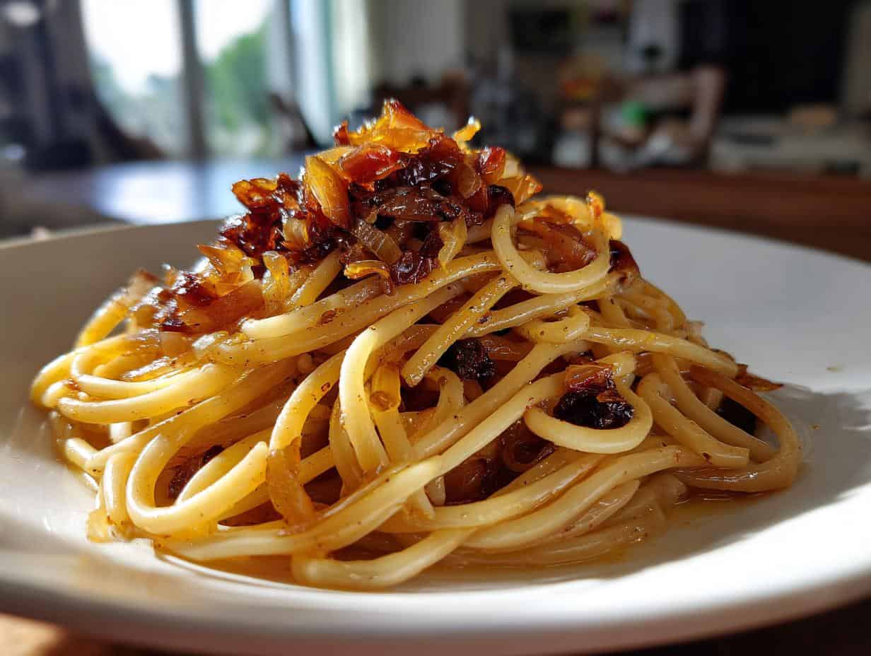 Unbelievable Vegan Caramelized Onion Pasta in 4 Steps