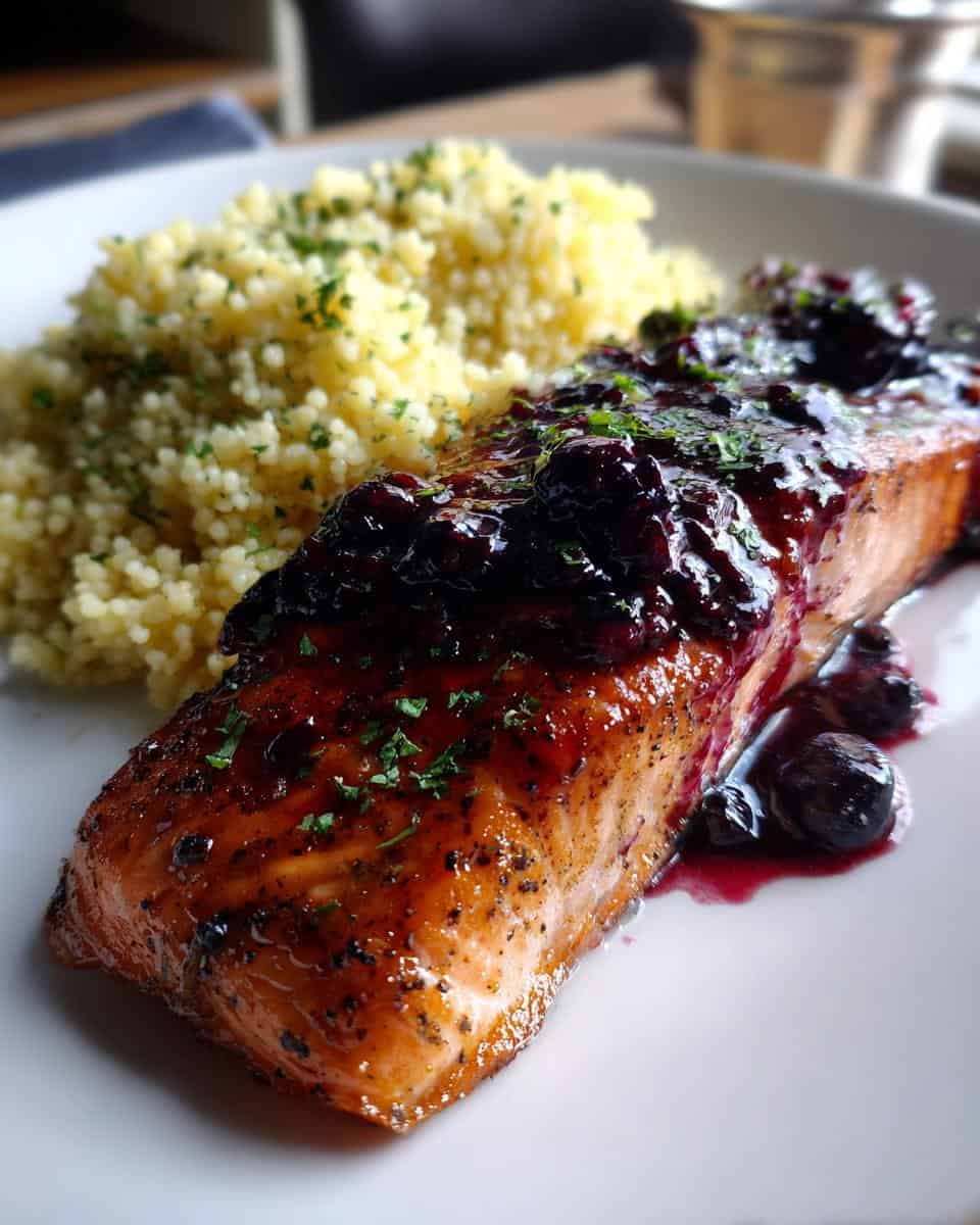 Blueberry Glazed Salmon with Lemon Herb Couscous - detail 1