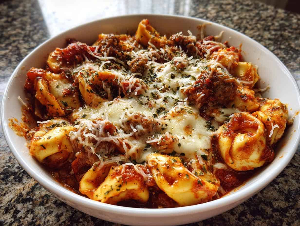 Easy Crockpot Cheese Tortellini and Sausage