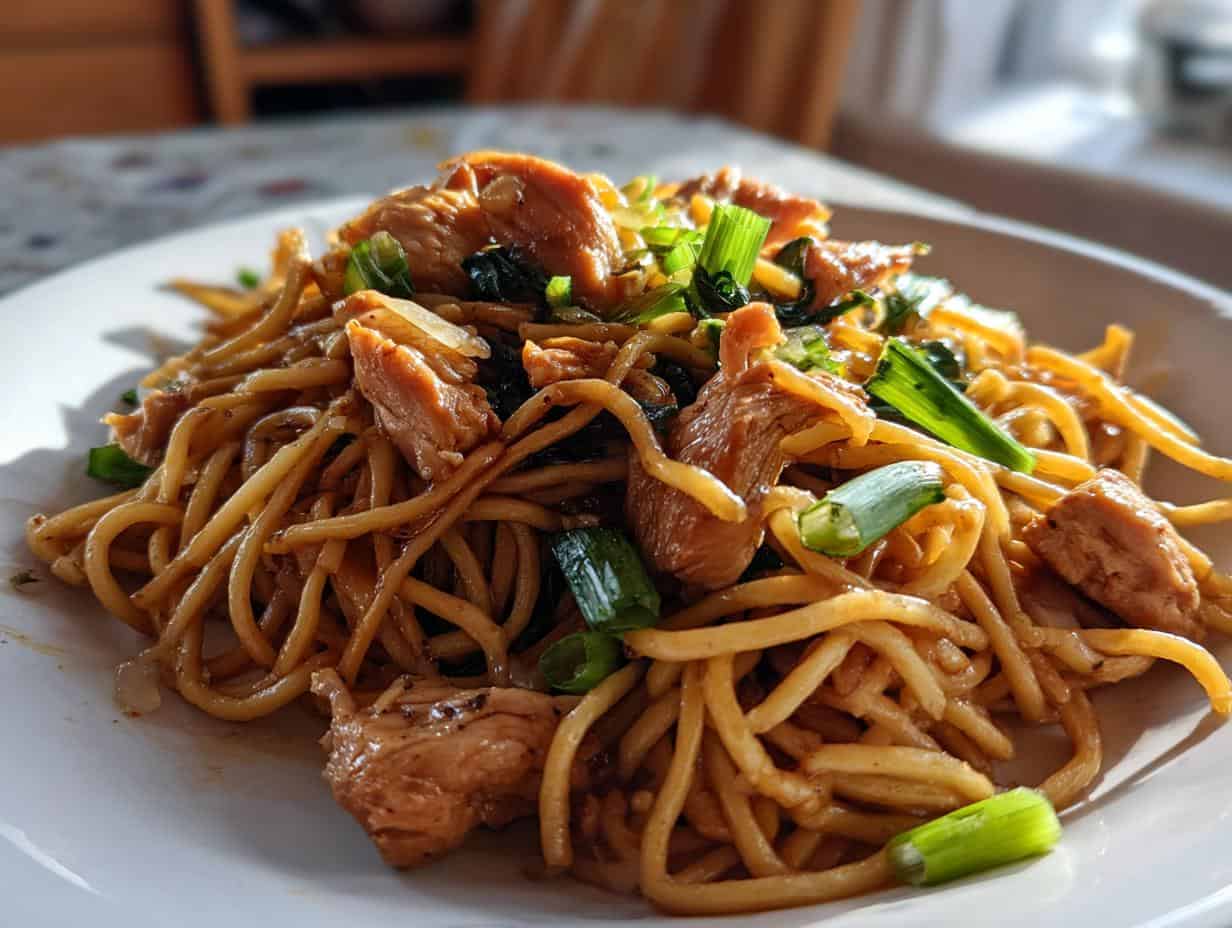 Easy Garlic Chicken Lo Mein
