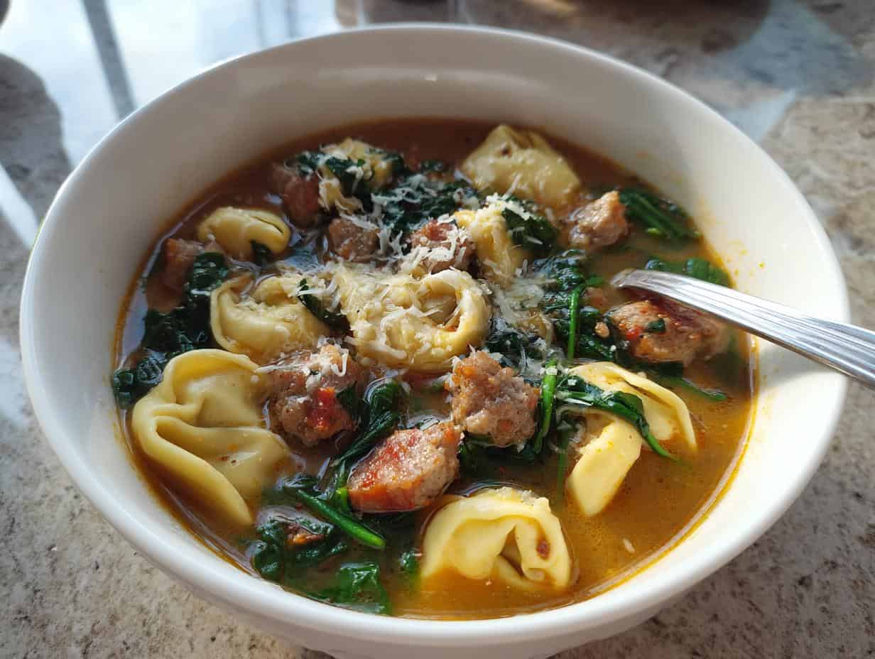 Astonishing Sausage Tortellini Soup With Spinach in 45 Min