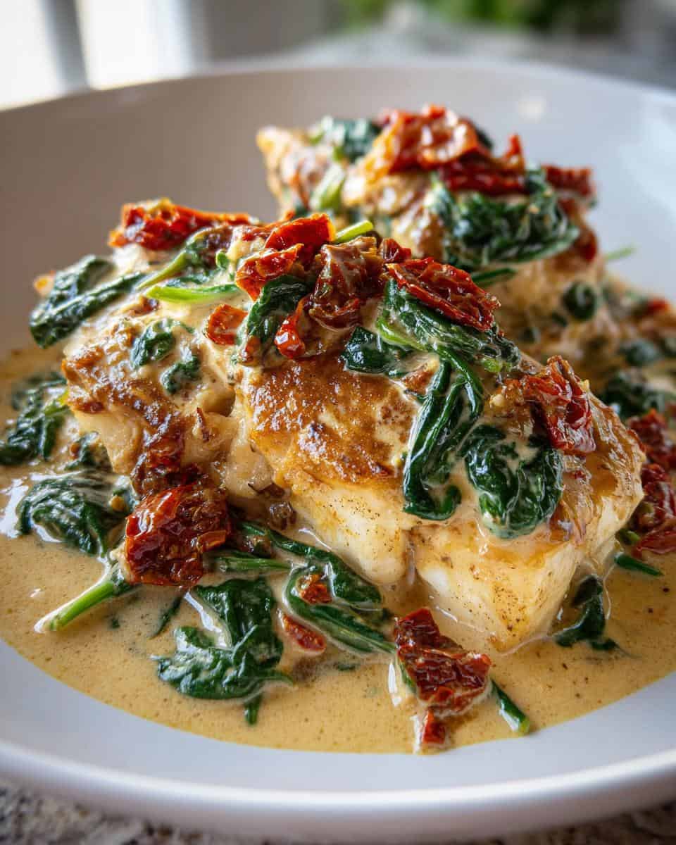 Creamy Keto Tuscan Cod with Spinach and Sun-Dried Tomatoes - detail 3