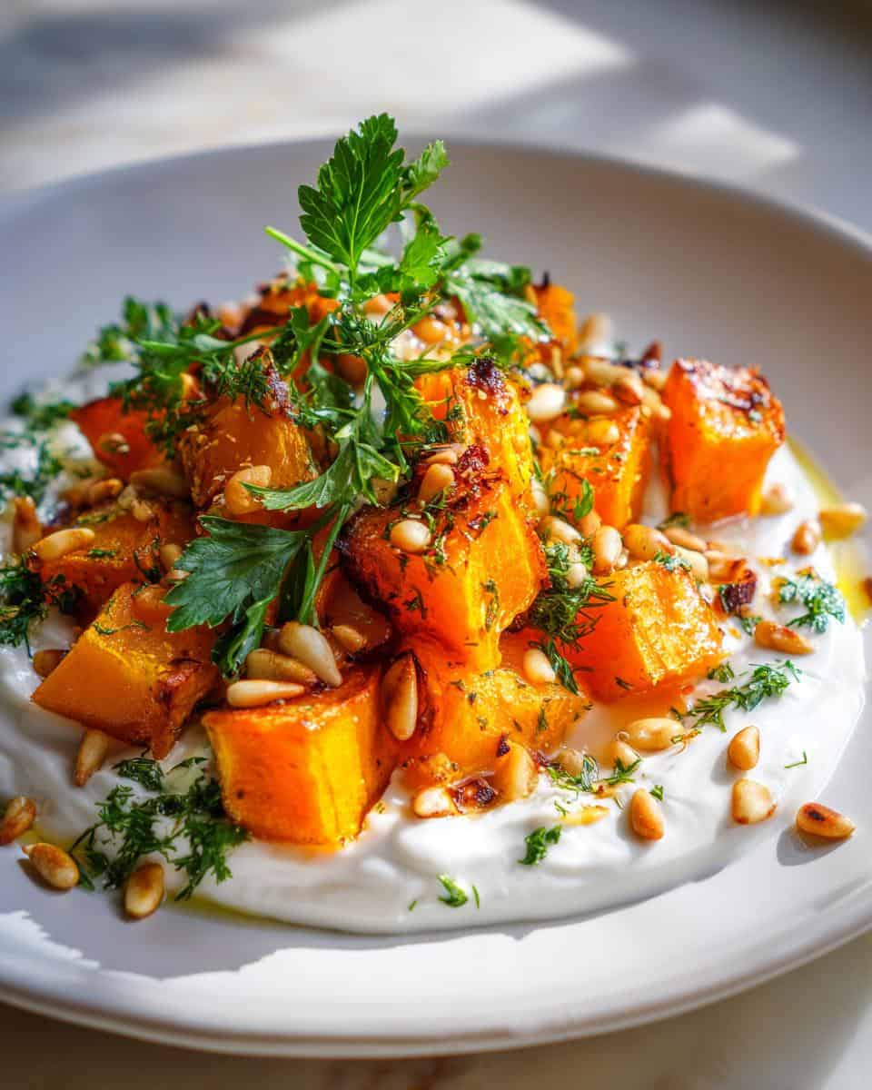 Roasted Pumpkin with Yogurt Sauce and Pine Nuts - detail 1