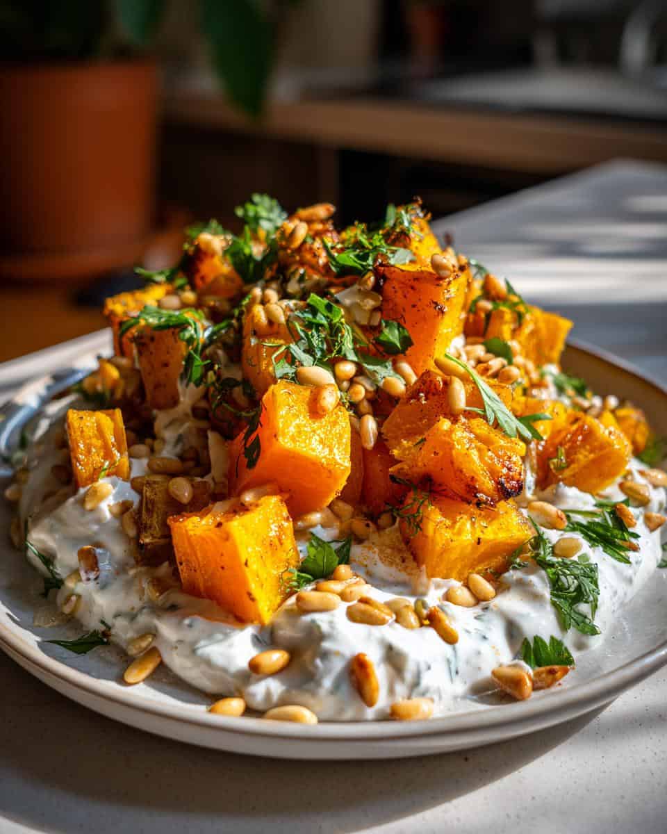 Roasted Pumpkin with Yogurt Sauce and Pine Nuts - detail 3