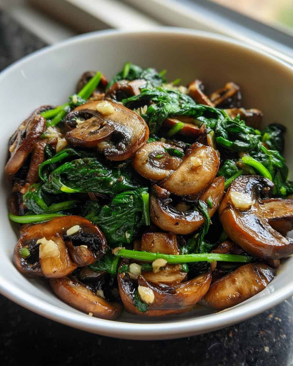 Sauteed Mushrooms with Spinach - detail 1