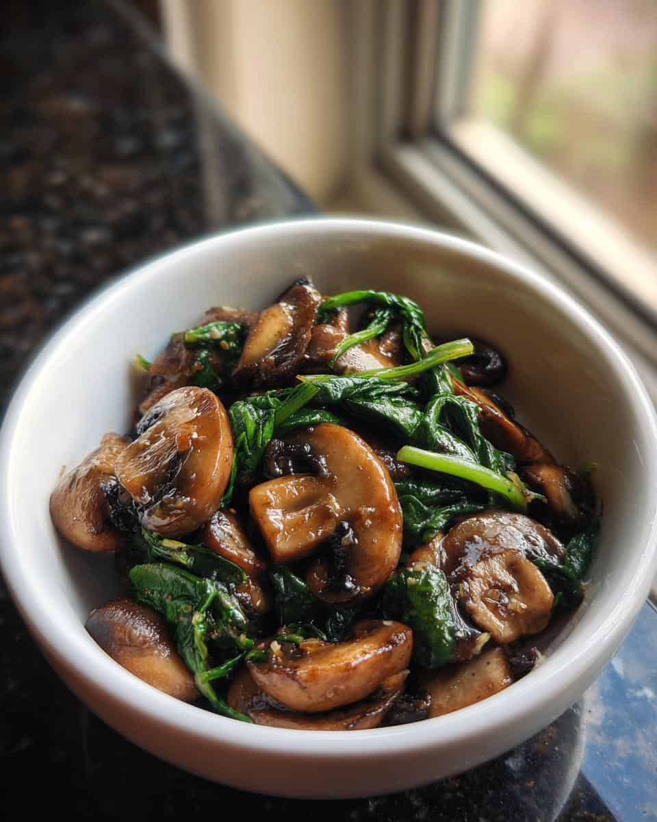 Sauteed Mushrooms with Spinach - detail 3
