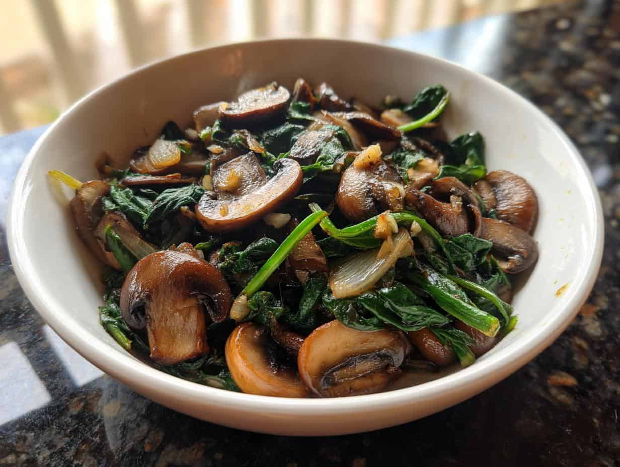 Devour Amazing Sauteed Mushrooms with Spinach in 15