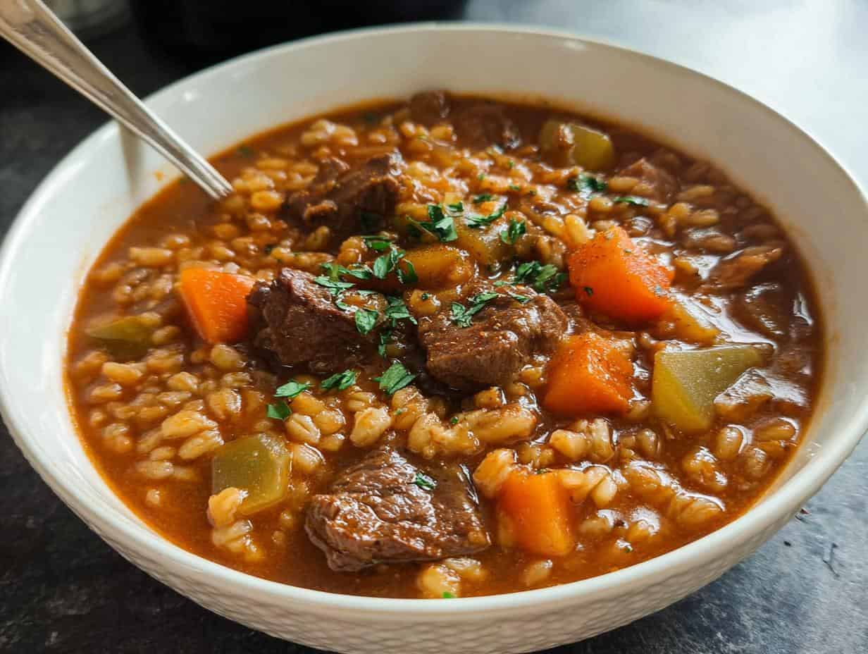 Devastatingly Delicious Beef Barley Soup in Under 1 Hour