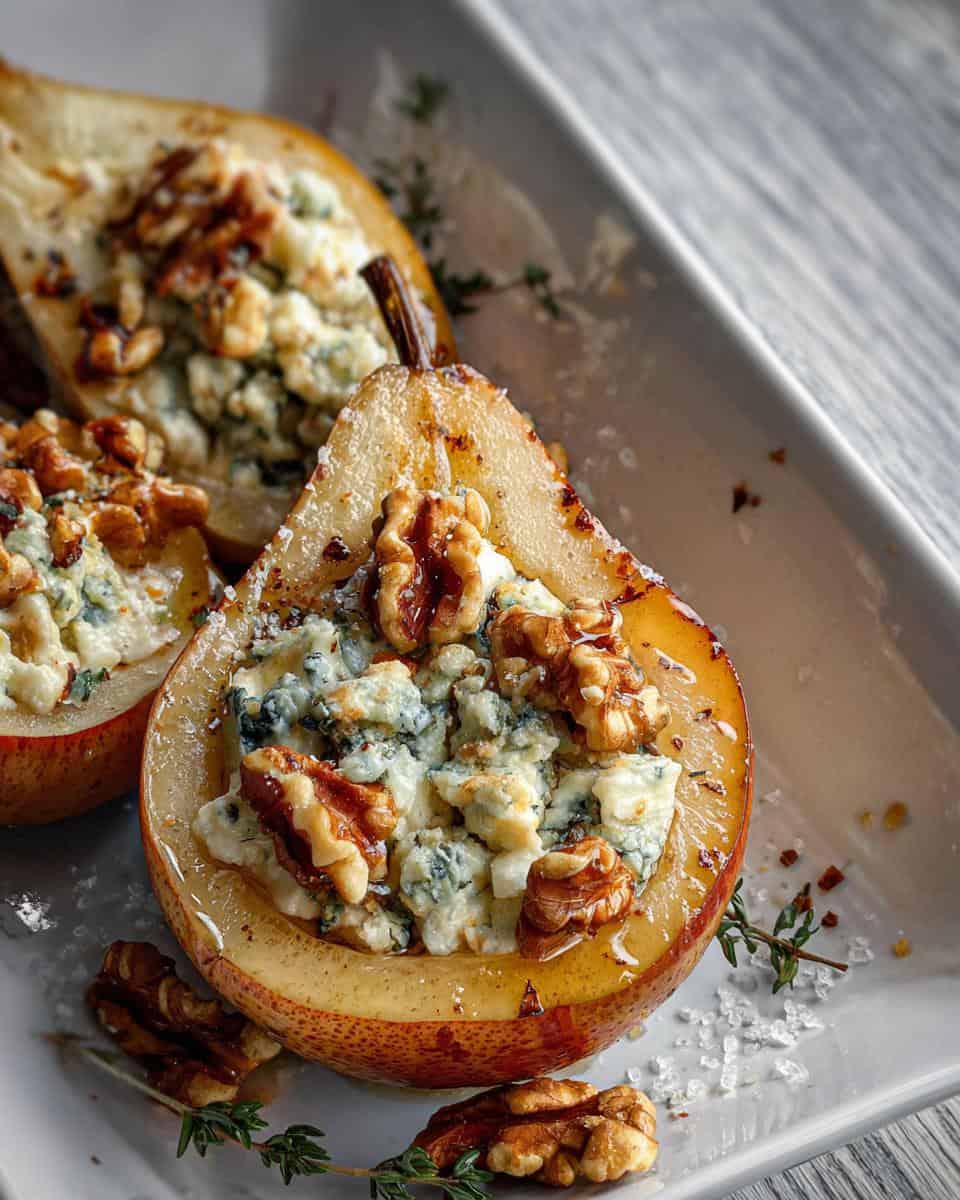 Blue Cheese Stuffed Pears with Walnuts and Honey - detail 3
