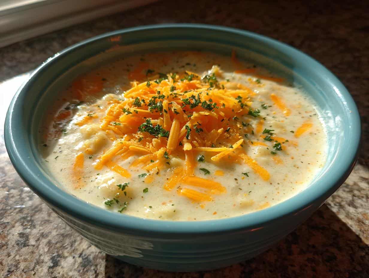 Best Cheddar Garlic Herb Potato Soup Recipe Ever