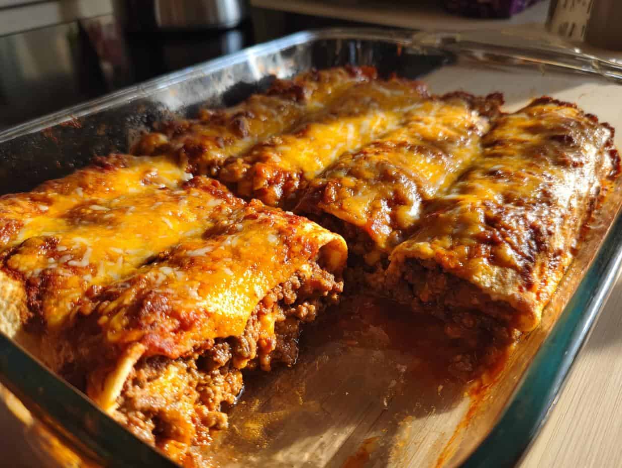 Easy Cheesy Ground Beef Enchiladas Recipe