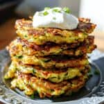 Easy Zucchini Fritters Recipe with Sour Cream
