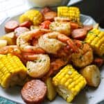 Easy shrimp boil recipe with sausage potatoes and corn