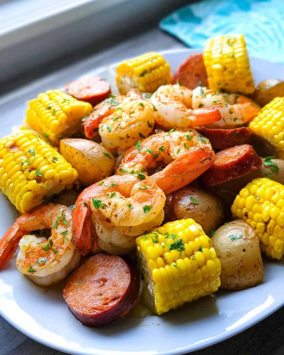 Easy shrimp boil recipe with sausage potatoes and corn - detail 3
