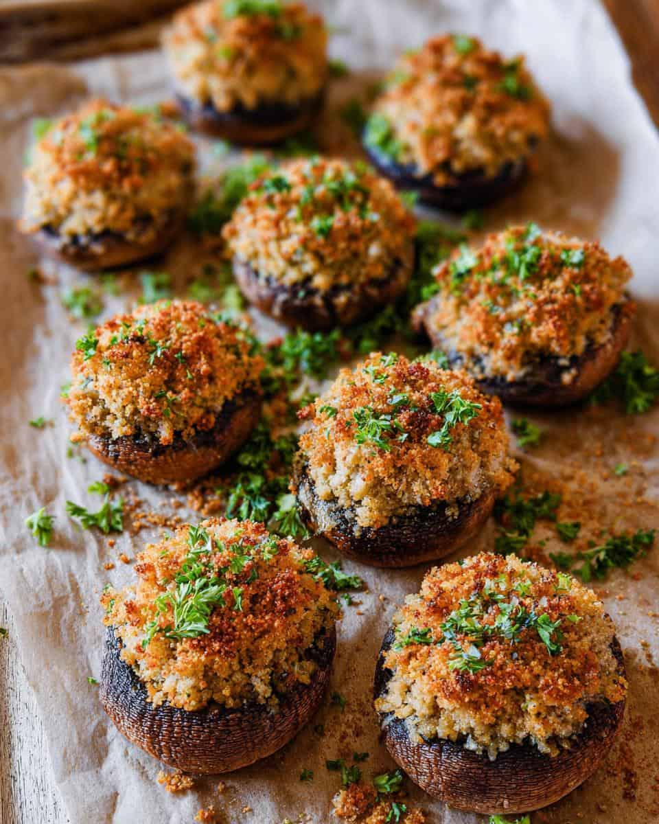 Easy stuffed mushroom recipe with breadcrumbs and parmesan - detail 1
