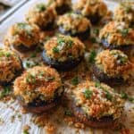 Easy stuffed mushroom recipe with breadcrumbs and parmesan
