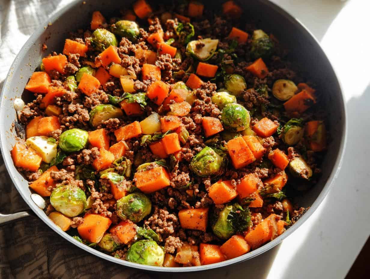 Hate Weeknights? Ground Beef and Sweet Potato Skillet: 30 Mins