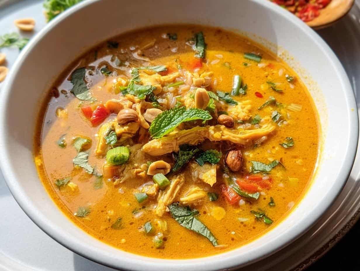 Cure Aches with Healing Ginger Coconut Chicken Brown Rice Soup