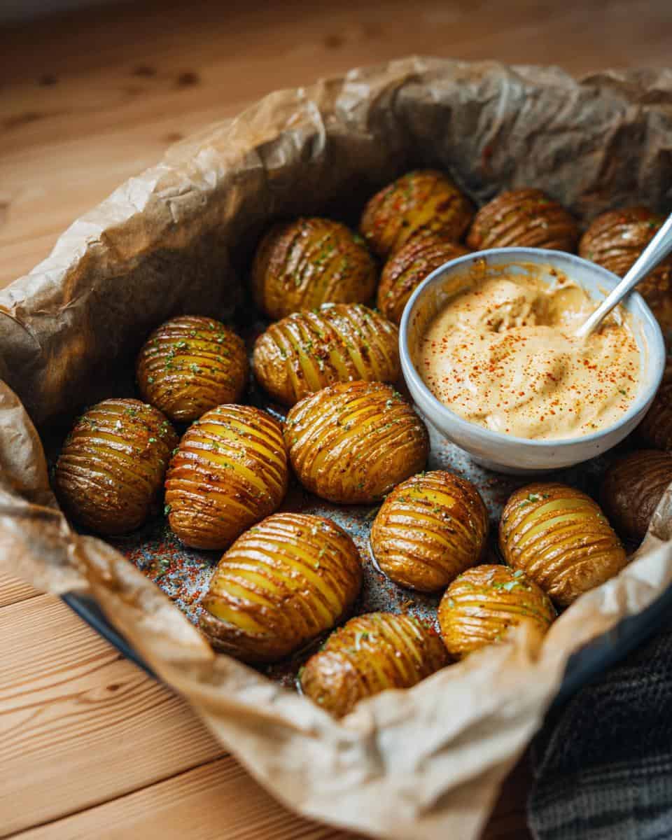 Oven Baked Mini Hasselback Potatoes with Vegan Cajun Mayo - detail 3