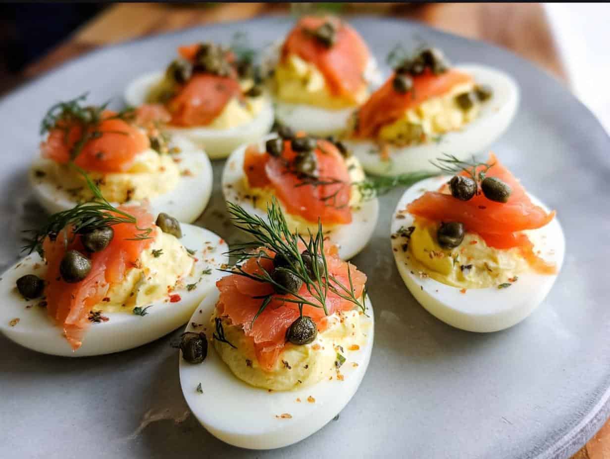Devastatingly Delicious SMOKED SALMON DEVILED EGGS in 20