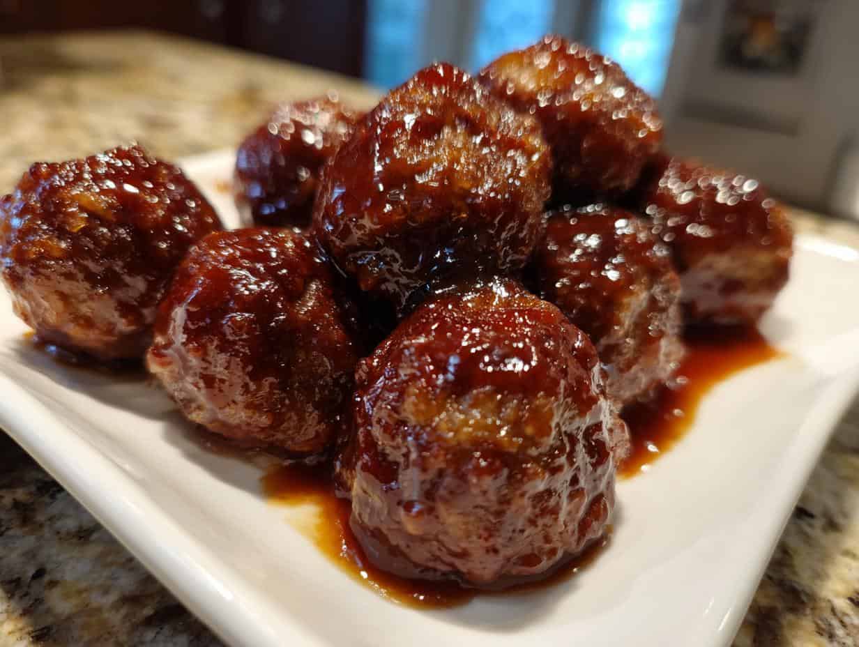 Easy Slow Cooker Apple Butter Meatballs