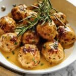 TURKEY MEATBALLS WITH MAPLE MUSTARD SAUCE