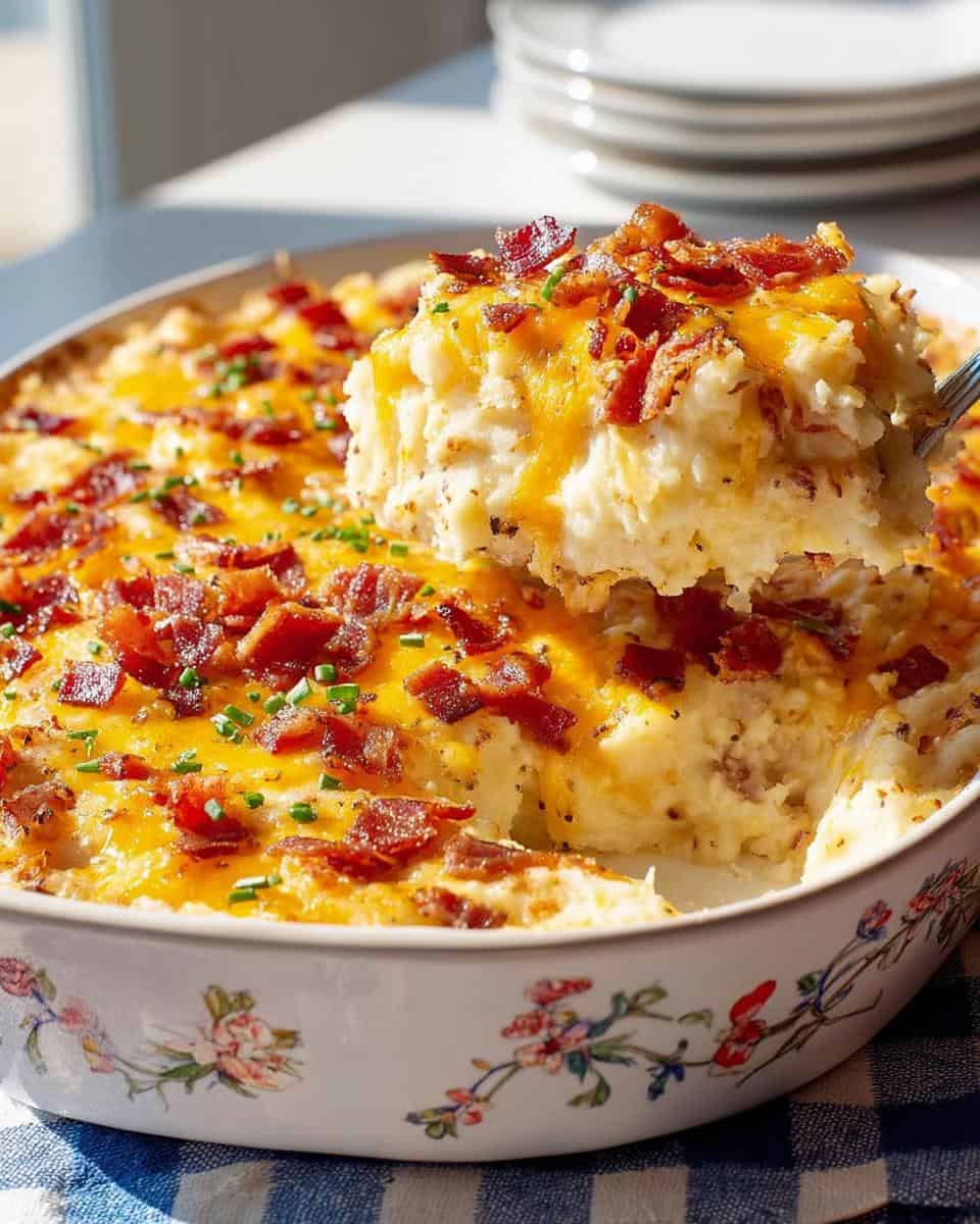 Twice Baked Potato Casserole with Turkey Bacon and Cheddar - detail 3