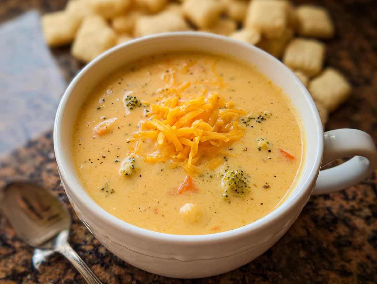 Disgustingly Easy Cheddar Broccoli Potato Soup Recipe