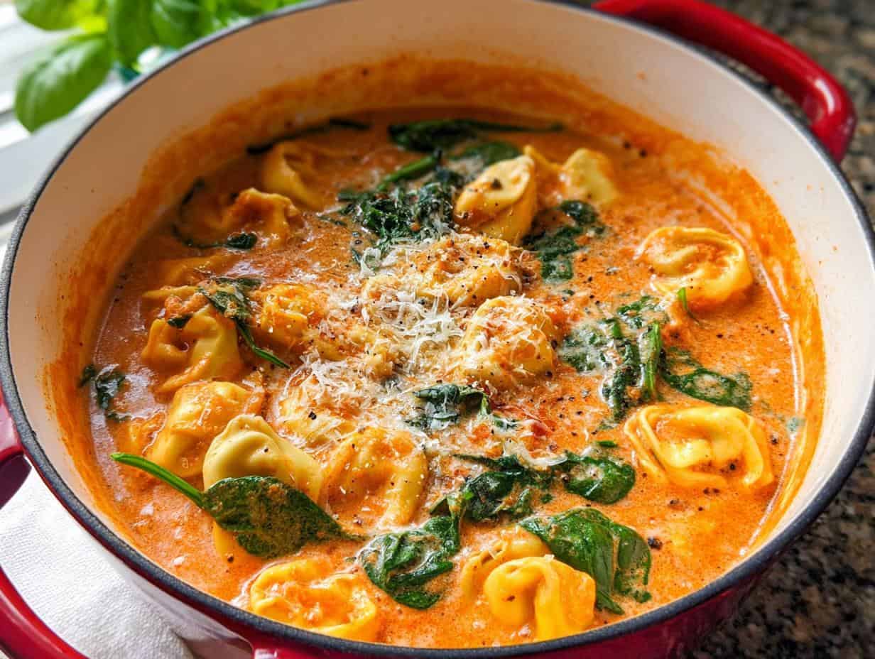 Disgustingly Easy Creamy Tomato Tortellini Soup in 30