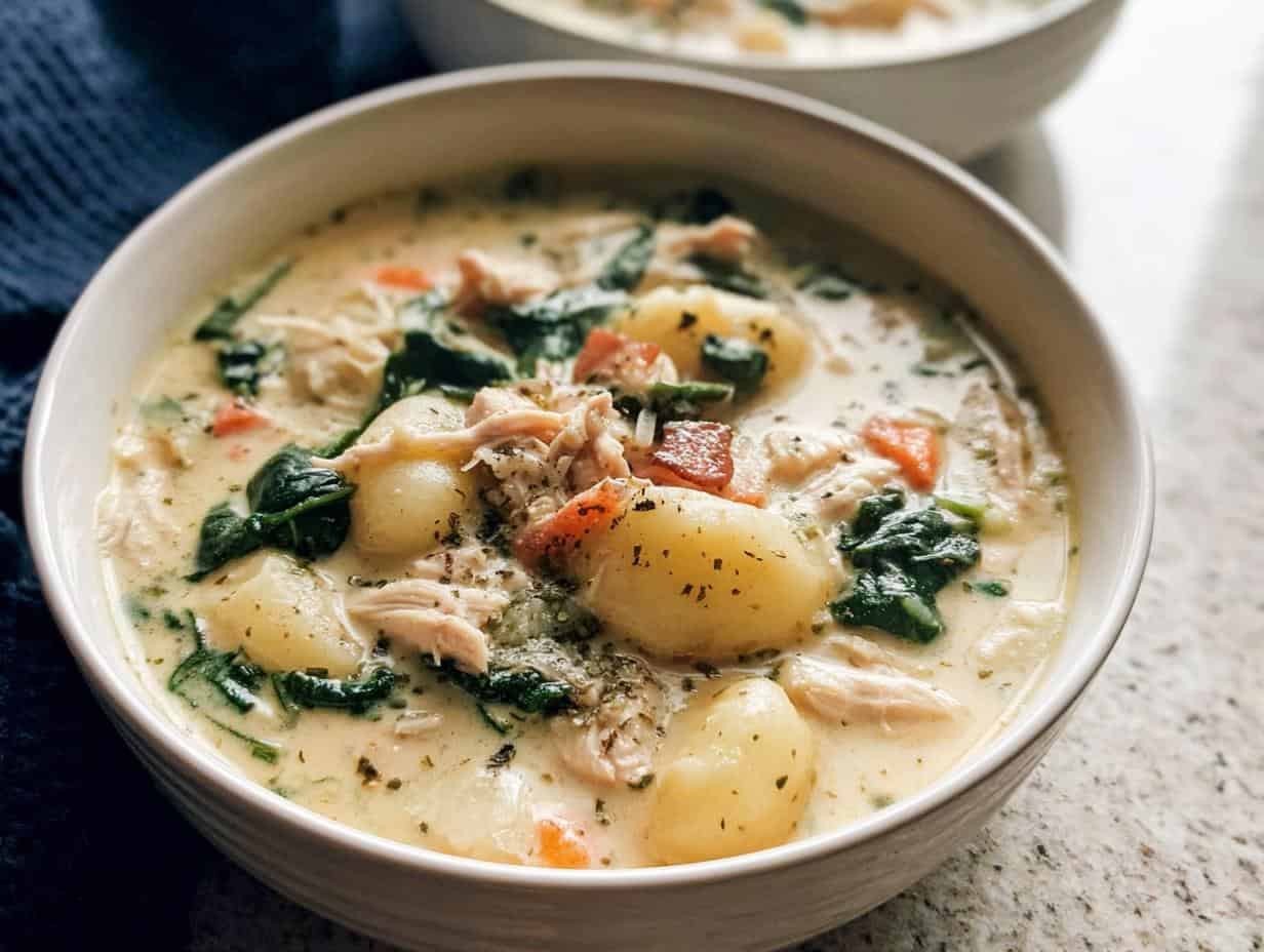 Disgustingly Easy Crockpot Chicken Gnocchi Soup in 10 Min