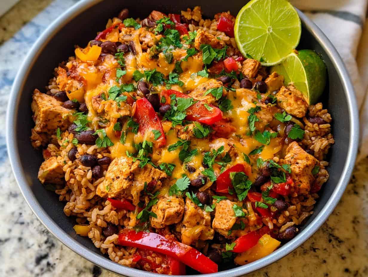 Devour Flavorful Healthy Chicken Fajita Bowls with Brown Rice