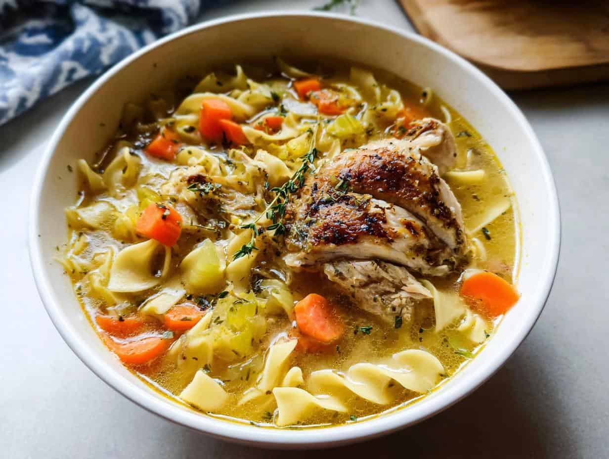 Fail-proof Mega Cozy, Slow Roasted Whole Chicken Soup