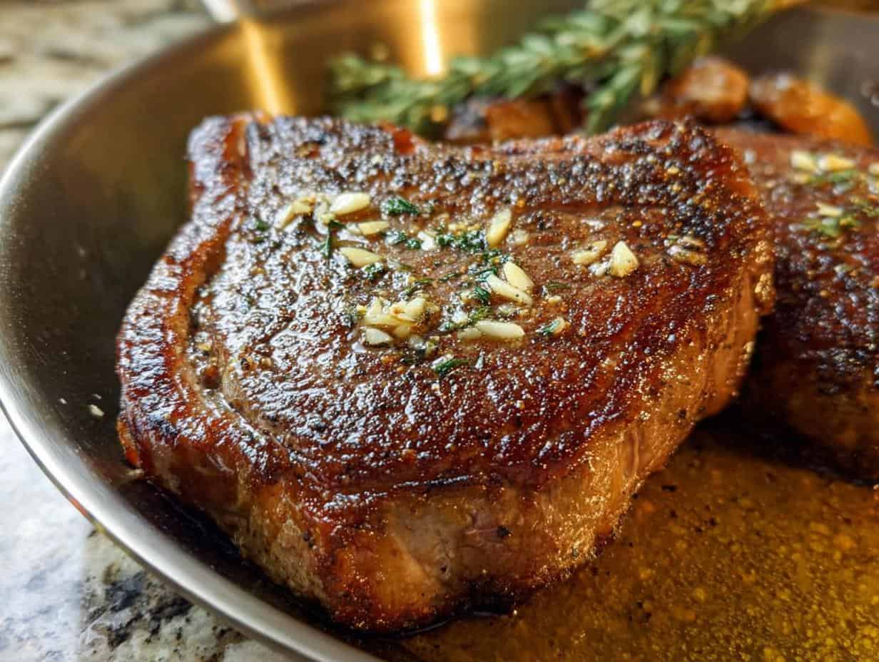 Restaurant-Style Garlic Butter Ribeye Steak: Shockingly Easy
