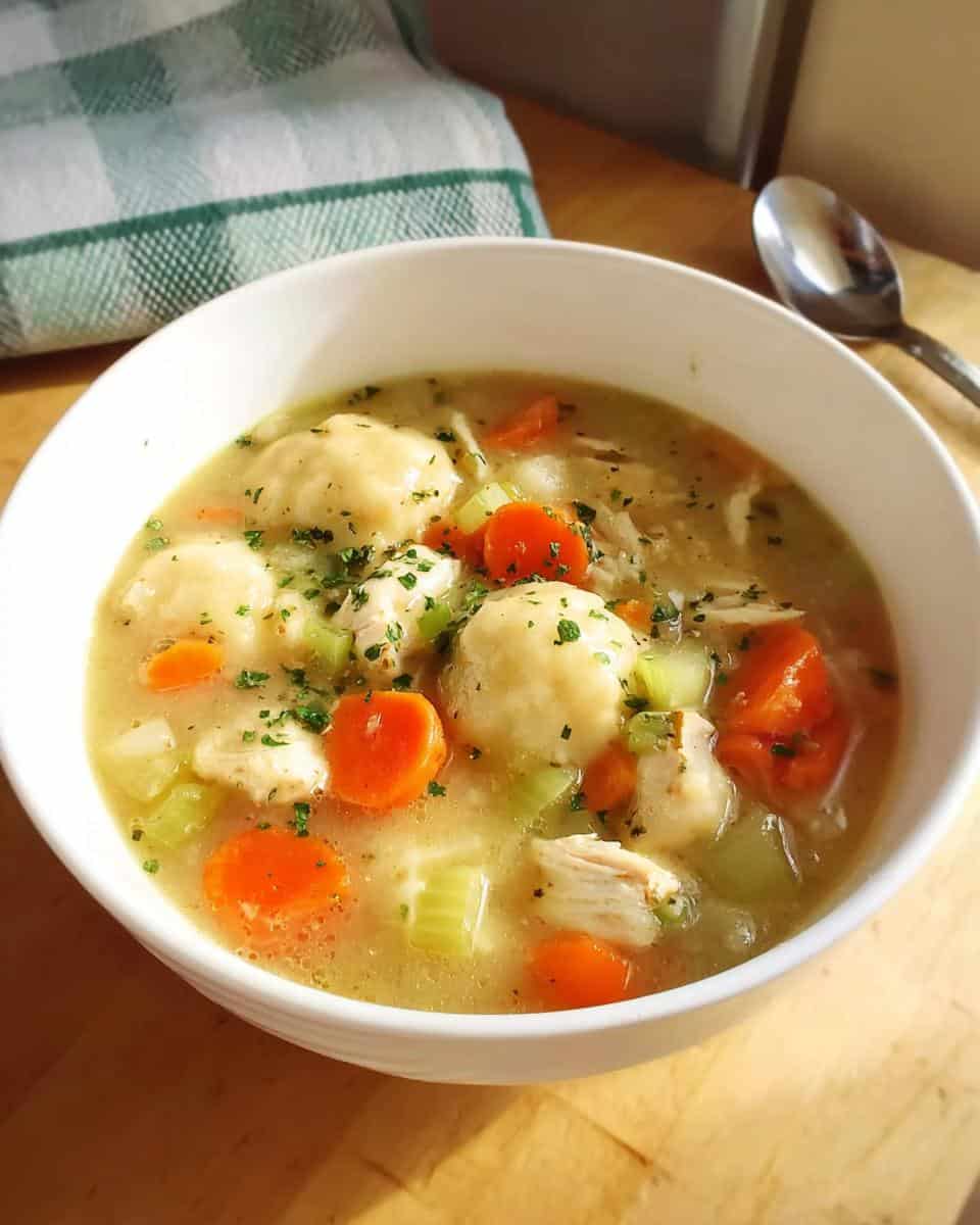 chicken dumpling soup - detail 3