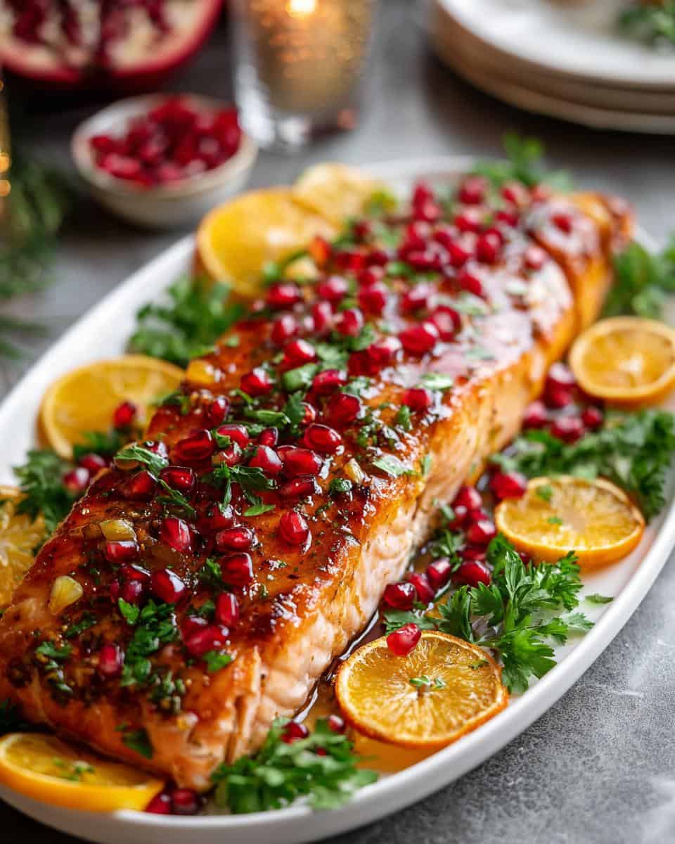 Christmas Citrus Pomegranate Baked Salmon: Dazzle in 15